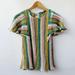 Anthropologie Tops | Eva Franco Boho Candy Striped Crochet Knit Flutter Sleeve Blouse | Color: Blue/Green | Size: S