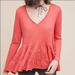 Anthropologie Tops | Anthropologie Deletta Thea Long Sleeve Ruffle Tiered Hem Size S - New | Color: Orange/Pink | Size: S