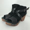 Free People Shoes | Free People Rendering Clog Black Leather Suede Size 9.5/40 | Color: Black | Size: 9.5