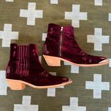 Free People Shoes | Free People Distressed Velvet Cowboy Boots | Color: Purple/Red | Size: 41