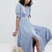 Free People Dresses | Free People Love Of My Life Buttondown Tie Knot Midi Dress Xs | Color: Blue | Size: Xs