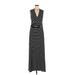 Vince Camuto Casual Dress - A-Line V Neck Sleeveless: Black Print Dresses - Women's Size Medium