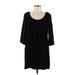 Glam Casual Dress - Mini Scoop Neck 3/4 Sleeve: Black Print Dresses - Women's Size Medium