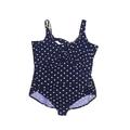 Lands' End One Piece Swimsuit: Blue Polka Dots Swimwear - Women's Size 24