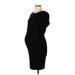 Motherhood Casual Dress - Midi High Neck Short sleeves: Black Dresses - Women's Size Large Maternity