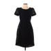 J.Crew Collection Casual Dress - A-Line Crew Neck Short sleeves: Black Print Dresses - Women's Size 2