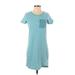 MICHAEL Michael Kors Casual Dress - Shift Crew Neck Short sleeves: Teal Stripes Dresses - Women's Size X-Small