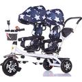Children's Double Tricycle Twin Baby Bicycle Tricycle Trike Baby cart Baby Carriage Light Trolley Big Stroller Extended Awning Storage Basket Baby Carriage (Color : E) (B)