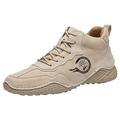 liaddkv Spring and Autumn Men's Leather Shoes Korean Fashion Lace Up Short Boots Shoe Shoes Men Partner, beige, 8.5 UK