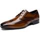 Men's Oxford Leather Lace-ups Classic Lace-up Shoe Business Wedding Party Work Formal Shoes Breathable,Brown-46