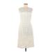 Elie Tahari Casual Dress - A-Line Crew Neck Sleeveless: Ivory Solid Dresses - Women's Size 6