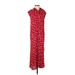 Billabong Casual Dress High Neck Short sleeves: Red Polka Dots Dresses - Women's Size X-Small