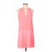Parker Casual Dress - Mini Crew Neck Sleeveless: Pink Print Dresses - Women's Size X-Small