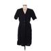 Selected Femme Casual Dress - Shirtdress V-Neck Short sleeves: Black Solid Dresses - Women's Size 38