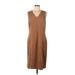 J. McLaughlin Casual Dress - Sheath V-Neck Sleeveless: Brown Solid Dresses - Women's Size Large
