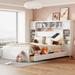 Queen Size Wooden Bed With All-in-One Cabinet, Shelf and Sockets, Espresso