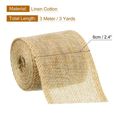 Burlap Wired Ribbons, 2.4inch x 3yards Natural Burlap Weave Ribbon