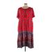 Aveology Casual Dress - Midi: Red Floral Motif Dresses - Women's Size 30 Plus