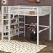 Isabelle & Max™ Almaaz Twin Size Metal Loft Bed w/ 4-Tier Shelves & Storage Metal in White | 66.5 H x 52 W x 77.4 D in | Wayfair