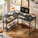 17 Stories Seiyu 47.2" L Shaped Computer Gaming Writing Desk w/ Reversible Storage Shelves for Home Office Wood/Metal in Black | Wayfair