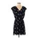 Madewell Casual Dress - Mini V-Neck Short sleeves: Black Floral Dresses - Women's Size 2