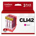 LinkDocs Compatible CLI-42 Magenta Ink Cartridges Replacement for Canon CLI 42 CLI42 M to Use with Canon Pixma Pro-100 Pro 100 Pro-100S Printers (3 Pcs Pack Magenta)