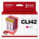 LinkDocs Compatible CLI-42 Magenta Ink Cartridges Replacement for Canon CLI 42 CLI42 M to Use with Canon Pixma Pro-100 Pro 100 Pro-100S Printers (3 Pcs Pack Magenta)