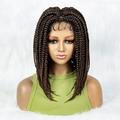 Short Braided Wigs for Women Double Full Lace Knotless Box Twist Braided Wigs Synthetic Lace Front Braided Wigs with Baby Hair Handmade Braided Wigs 14 inches (1B/30 Color)