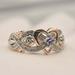 Augper RingsUnique Rose Princess Diamond Love Heart-shaped Rose Gold Two-tone Zircon