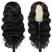 Dengmore 26 Inch Black Long Wavy Curly Hair Middle Part Wig Simulation Wig Ladies Chemical Fiber Matte High-Temperature Silk Black Wave Curly Wig Fluffy Curls Wig for Women Daily Party