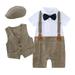 Rovga Outfit For Children Toddler Boys Sleeveless White Shirt Jumpsuit Vest Coats Child Kids Gentleman Set&Outfits