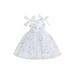 Huakaishijie Girls Summer Sleeveless Dress Floral Embroidery Tulle A-Line Dresses
