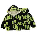 Esaierr 9 Months-5 Years Old Boys Full Print Letters Hooded Jacket Fall Winter Hoodie Cardigan Short Jacket Long Sleeved Zipper Jacket with Hoodie for Baby Kids