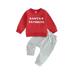 goowrom Boys Long Sleeve Letter Print Sweatshirt Solid Color Pants Sets