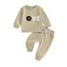 goowrom Baby 2 Piece Cute Outfit Plush Letter Embroidery Sweatshirt and Pants