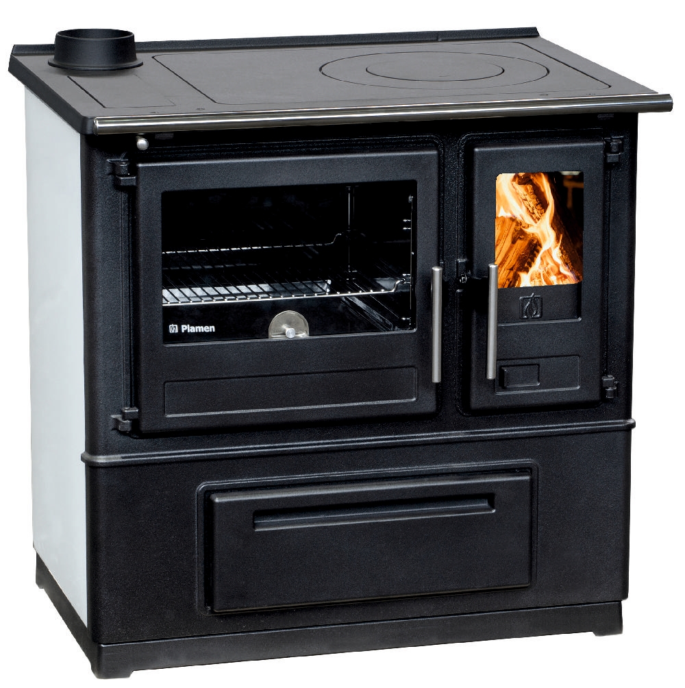 EEK A+ Küchenofen Holzherd Plamen Slavonac N weiß, linke Version Image