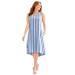 Plus Size Women's A-Line Linen Blend High-Low Dress by Catherines in Royal Navy Stripes (Size 1X)