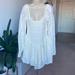 Free People Dresses | Free People Lace Long Sleeve A-Line Scoop Neck Cream/White Mini Dress Size L | Color: Cream/White | Size: L