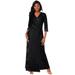Plus Size Women's Pullover Wrap Knit Maxi Dress by The London Collection in Black Ivory Dot (Size 30 W)
