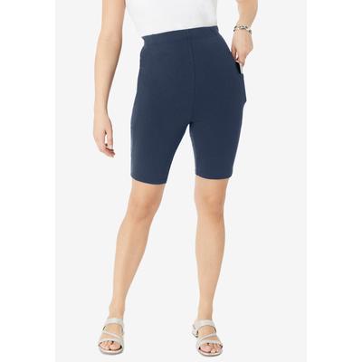Plus Size Women's Side-Pocket Bike Short by Roaman's in Navy (Size 14/16)