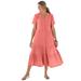 Plus Size Women's Button-Front Tiered Dress by Woman Within in Sweet Coral (Size 28 W)