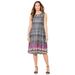 Plus Size Women's Promenade A-Line Dress by Catherines in Black Multi Geo Border (Size 0X)