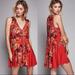 Free People Dresses | Free People Backyard Party Floral Tunic Dress M Red Sleeveless High-Low Boho | Color: Red | Size: M