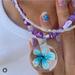 Urban Outfitters Jewelry | Hola Amor Estudios Tropical Flower Glass Beaded Stone Rock Floral Necklace | Color: Blue/Purple | Size: Os