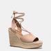 Coach Shoes | Coach Dana Pink Suede Lace Up Wrap Braided Jute Espadrille Wedge Heels Size 10 | Color: Pink/Tan | Size: 10