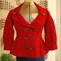 Anthropologie Jackets & Coats | Floreat Anthropologie Red 3/4 Sleeve Blazer | Color: Red | Size: 4