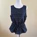 Levi's Tops | Levi’s Women Navy Blue & White Print Drawstring Peplum Tank Top Size L Nwot | Color: Blue/Tan/White | Size: L