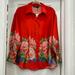 Zara Other | Brand New Satin Zara Blouse Red With Floral At Mid To Bottom Gorgeous Satin. | Color: Red | Size: Os