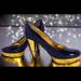 Michael Kors Shoes | Michael Kors Black Leather Distressed Gold Heels | Color: Black/Gold | Size: 7