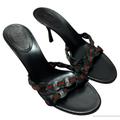 Gucci Shoes | Gucci Leather Open Toe Strappy Heeled Sandals Size 36 | Color: Black/Red | Size: 5.5